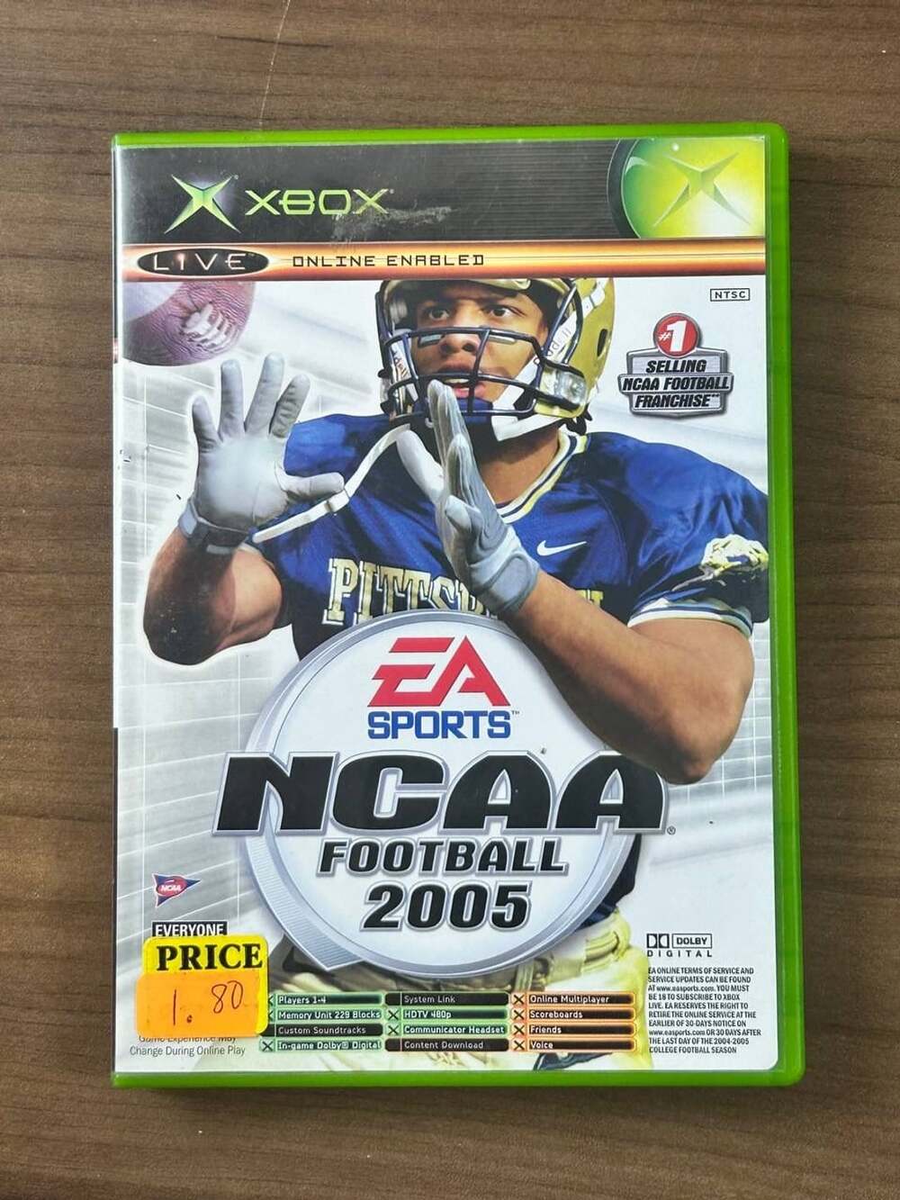 NCAA Football 2005 & Top Spin Microsoft Xbox Combo Disc With Case & NCAA Manual